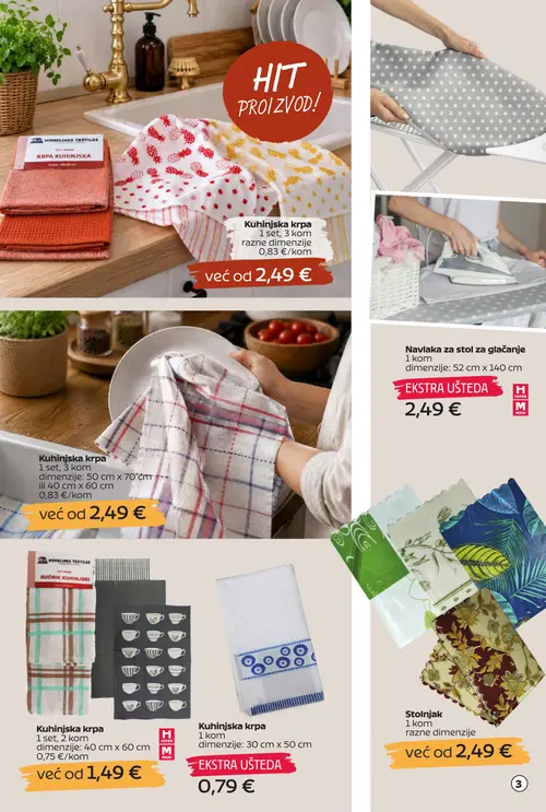 Tommy katalog — stranica 3: HOMELINES TEXTILES Kuhinjska krpa, Navlaka za stol za glačanje, HOMELINES TEXTILES Kuhinjska krpa, Kuhinjska krpa (vrijedi 20. 08. 2026.–13. 09. 2026.)