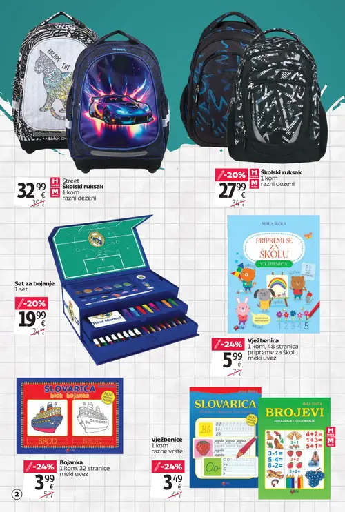 Tommy katalog — stranica 2: Bojanka, Vježbenica, Vježbenice, Set za bojanje (vrijedi 20. 08. 2026.–13. 09. 2026.)