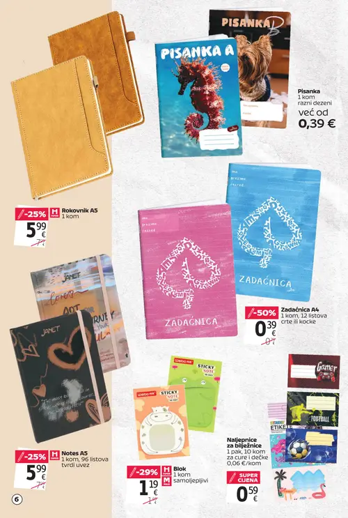 Tommy katalog — stranica 6: Zadacnica A4, H HIPER M MAXI Blok samoljepljivi, H HIPER Rokovnik A5, H HIPER Notes A5 tvrdi uvez (vrijedi 20. 08. 2026.–13. 09. 2026.)