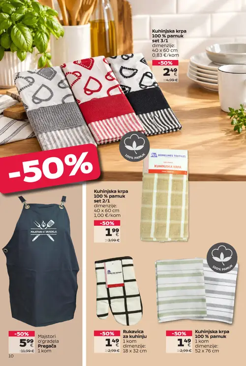 Tommy katalog — stranica 10: HOMELINES TEXTILES Rukavica za kuhinju, Kuhinjska krpa 100 % pamuk, HOMELINES TEXTILES Kuhinjska krpa 100 % pamuk set 3/1, Kuhinjska krpa 100 % pamuk (vrijedi 14. 09. 2026.–27. 09. 2026.)