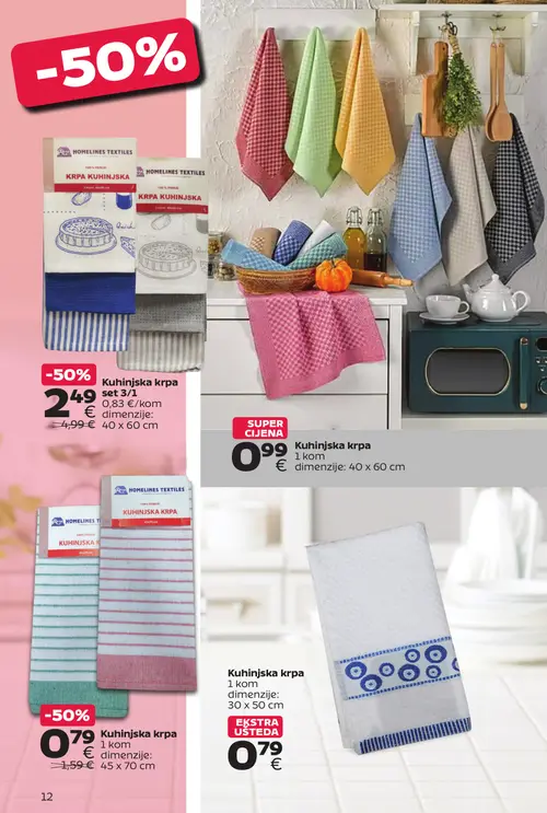 Tommy katalog — stranica 12: HOMELINES TEXTILES Kuhinjska krpa, HOMELINES TEXTILES Kuhinjska krpa set 3/1, Kuhinjska krpa, Kuhinjska krpa (vrijedi 28. 09. 2026.–11. 10. 2026.)