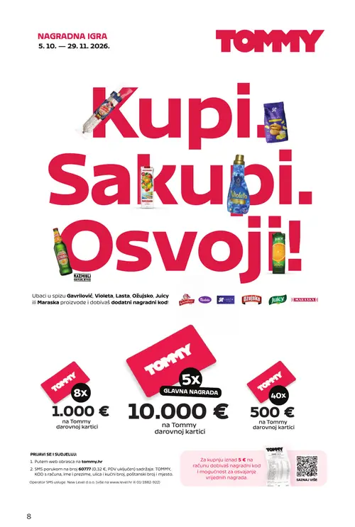 Tommy katalog — stranica 8: Ožujsko Pivo, ANAMARIA Multivitaminski voćni napitak, Violeta Omekšivač rublja, Juicy 100% Naranča (vrijedi 12.10.–01.11.2026.)
