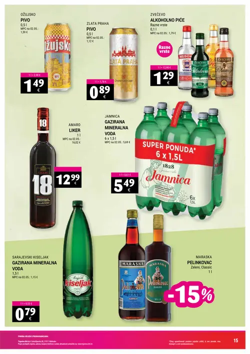 Trgovina-krk katalog — stranica 15: Ožujsko Pivo, Zlata Praha Pivo, Zvečevo Alkoholno piće, Amaro Liker (vrijedi 16. 09. 2026.–30. 09. 2026.)