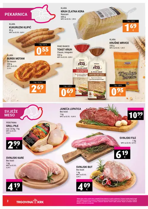 Trgovina-krk katalog — stranica 2: KLARA KUKURUZNI KLIPIĆ, KLARA KRUH ZLATNA KORA Narezani, KLARA KRUŠNE MRVICE, PANE BIANCO TOAST KRUH Classic, Integralni (vrijedi 16. 09. 2026.–30. 09. 2026.)