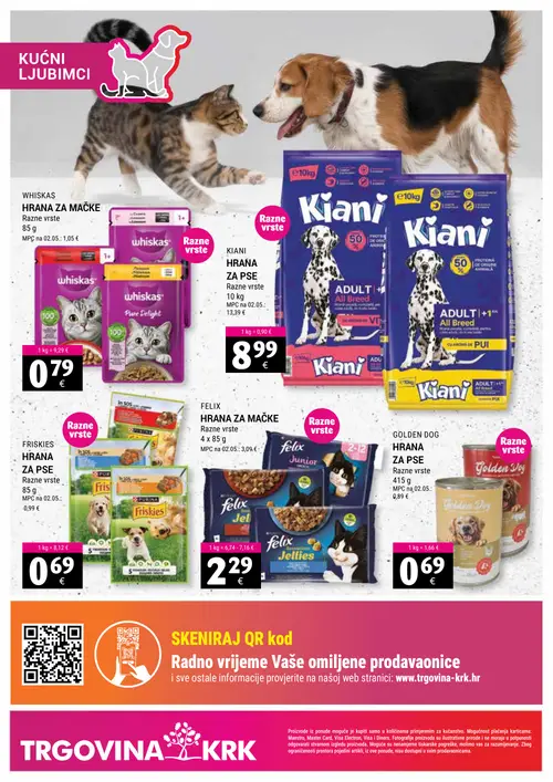 Trgovina-krk katalog — stranica 20: WHISKAS HRANA ZA MAČKE, KIANI HRANA ZA PSE, FRISKIES HRANA ZA PSE, FELIX HRANA ZA MAČKE (vrijedi 16. 09. 2026.–30. 09. 2026.)