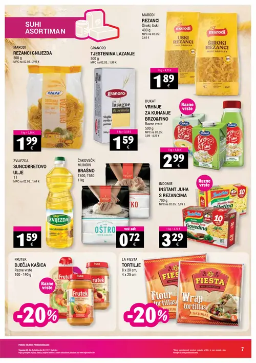 Trgovina-krk katalog — stranica 7: MARODI REZANCI GNIJEZDA, GRANORO TJESTENINA LAZANJE, MARODI REZANCI, MARODI USKI REZANCI (vrijedi 16. 09. 2026.–30. 09. 2026.)