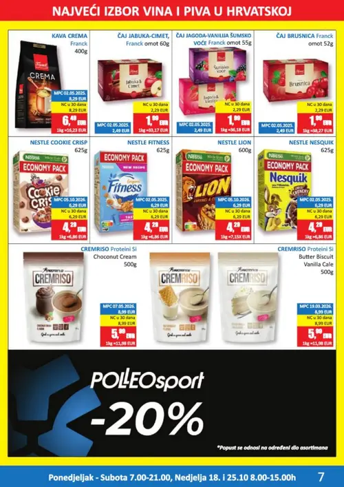 Vrutak katalog — stranica 7: CREMRISO Proteini Si Choconut Cream, CREMRISO Proteini Si Butter Biscuit Vanilla Cale, CREMRISO Proteini Si, NESTLE LION (vrijedi 12.10.–25.10.2026.)