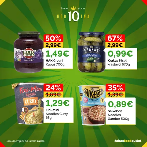 Žabac katalog — stranica 7: Krakus Krakus Kiseli krastavci, HAK HAK Crveni Kupus, Saikebon Saikebon Noodles Gamber, Fini-Mini Fini-Mini Noodles Curry (vrijedi 03. 08. 2026.–02. 09. 2026.)