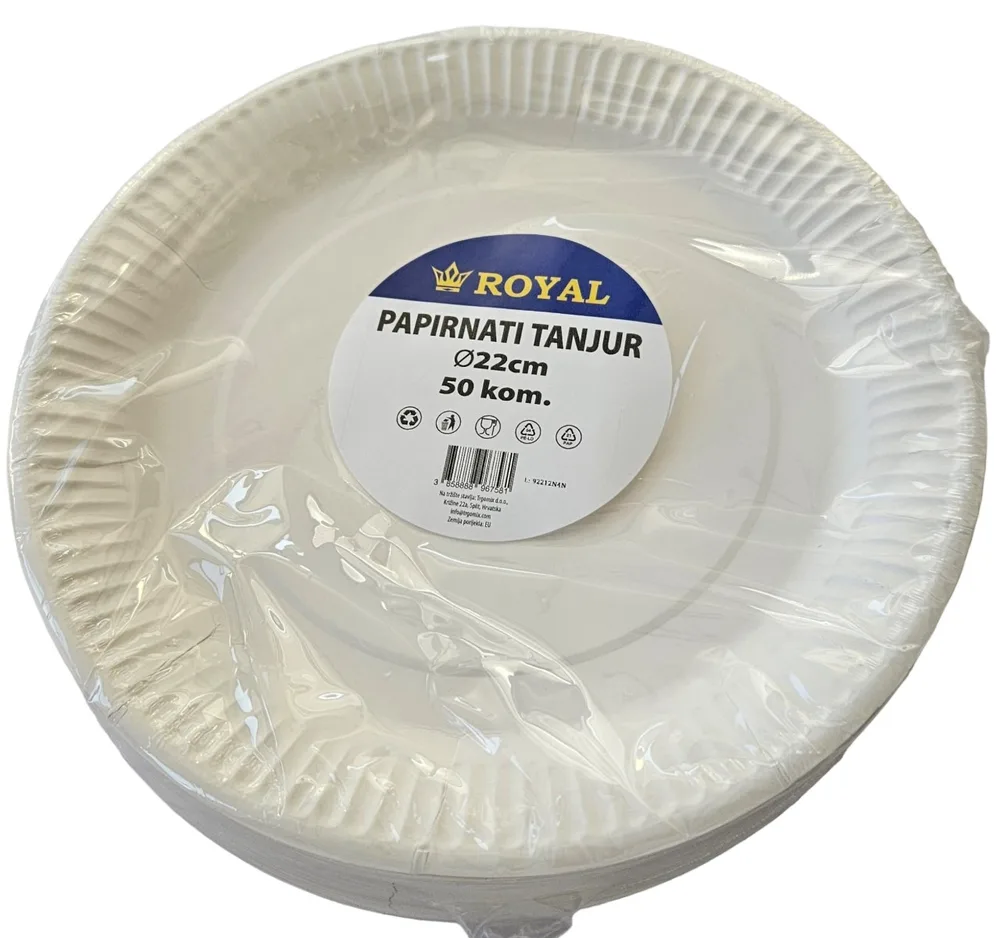 Tanjuri papirnati plitki BIO bijeli 23cm