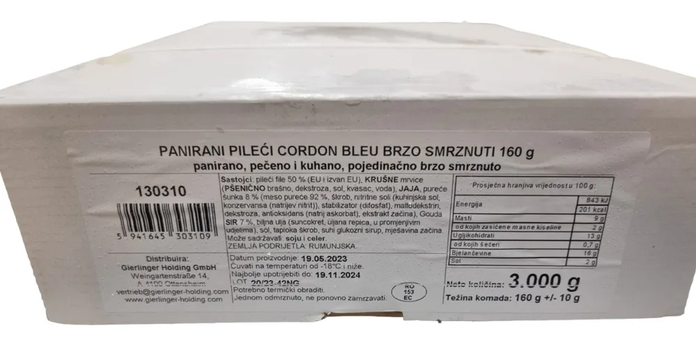 3KG PILEĆI CORDON BLUE 160G