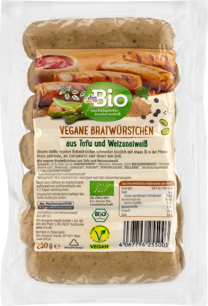 dmBio veg. kobasica za pečenje 250g