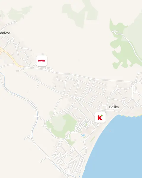 Karta trgovina u Baški