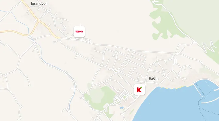 Karta trgovina u Baški