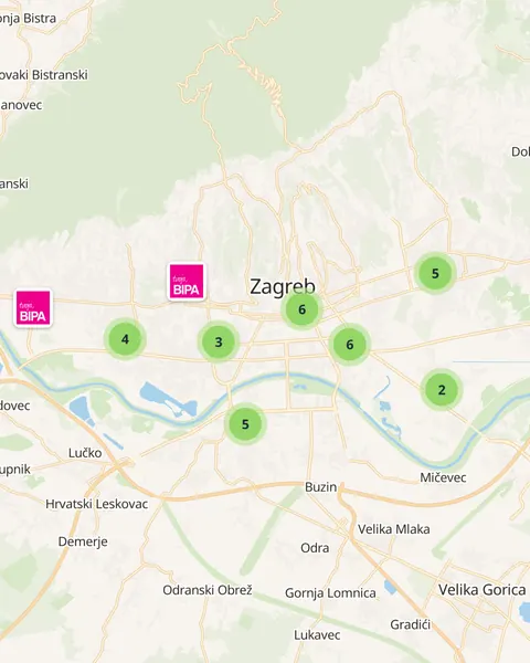 Karta trgovina Bipa u Zagrebu