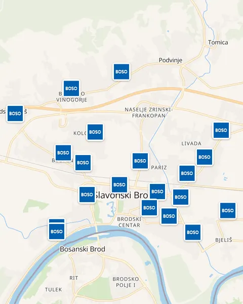 Karta trgovina Boso u Slavonskom Brodu