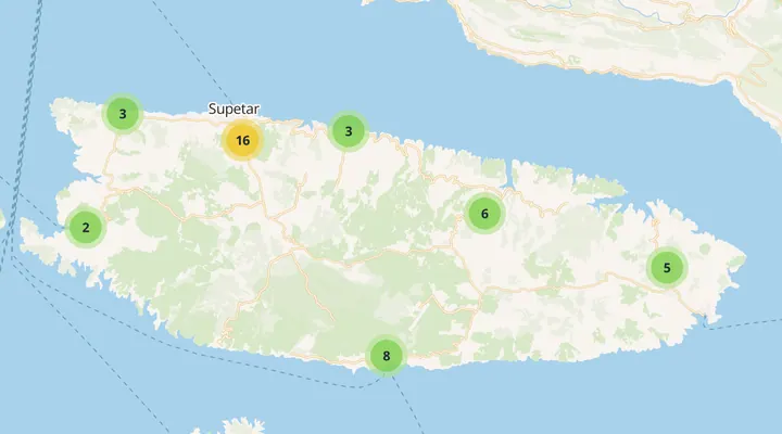 Karta trgovina na otoku Braču