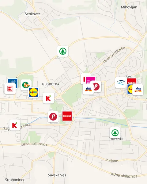 Karta trgovina u Čakovcu