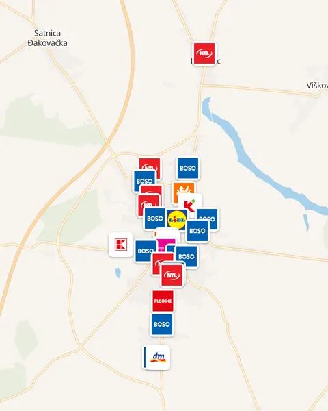 Karta trgovina u Đakovu
