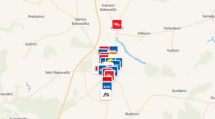 Karta trgovina u Đakovu