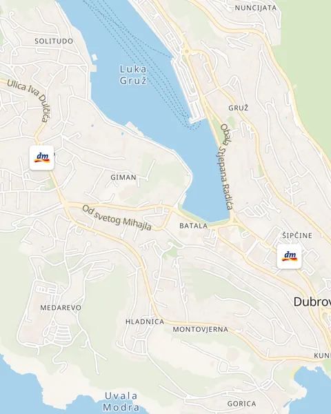 Karta trgovina dm u Dubrovniku