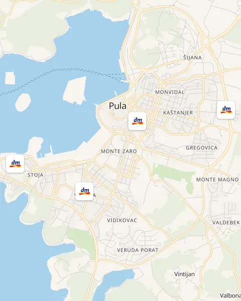 Karta trgovina dm u Puli