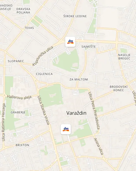 Karta trgovina dm u Varaždinu