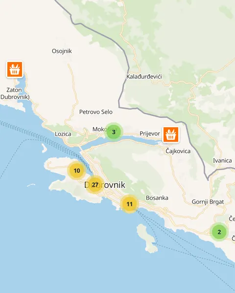 Karta trgovina u Dubrovniku