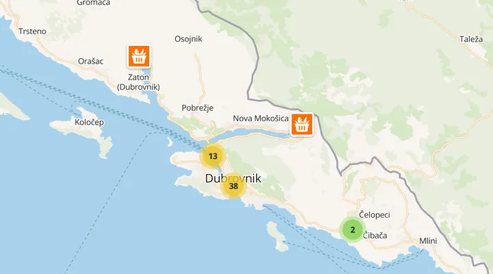 Karta trgovina u Dubrovniku
