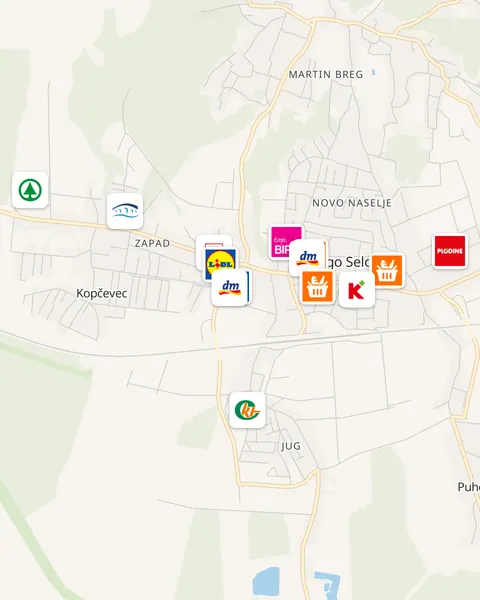Karta trgovina u Dugom Selu