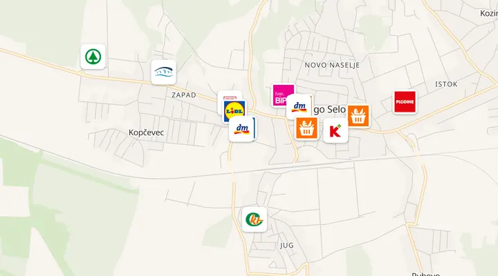 Karta trgovina u Dugom Selu