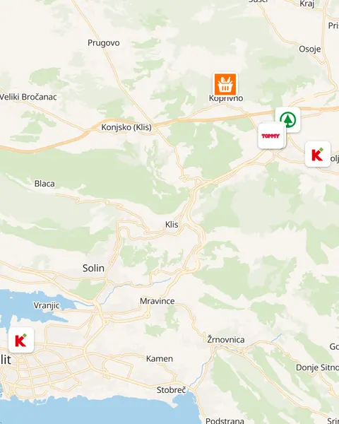 Karta trgovina u Dugopolju
