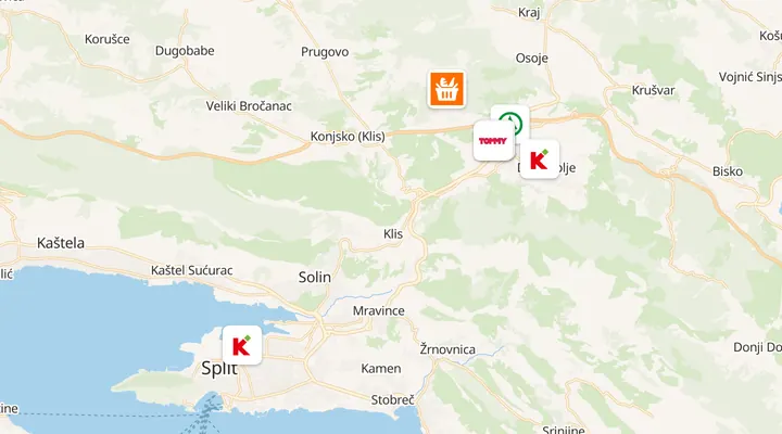 Karta trgovina u Dugopolju