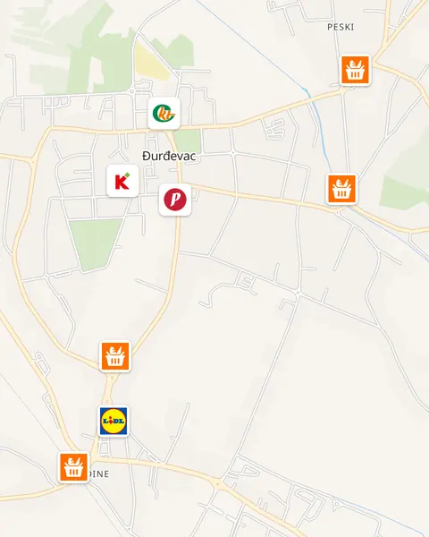 Karta trgovina u Đurđevcu