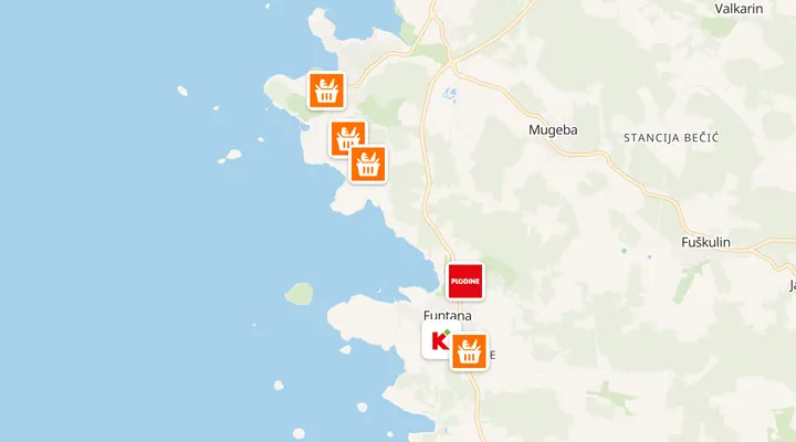 Karta trgovina u Funtani
