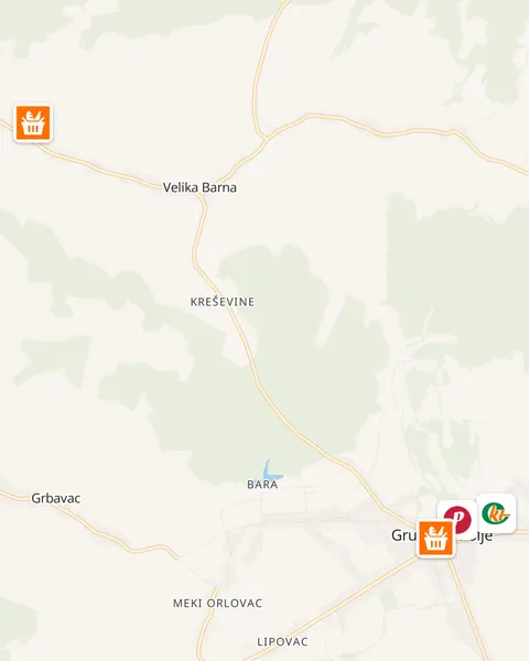 Karta trgovina u Grubišno Polje
