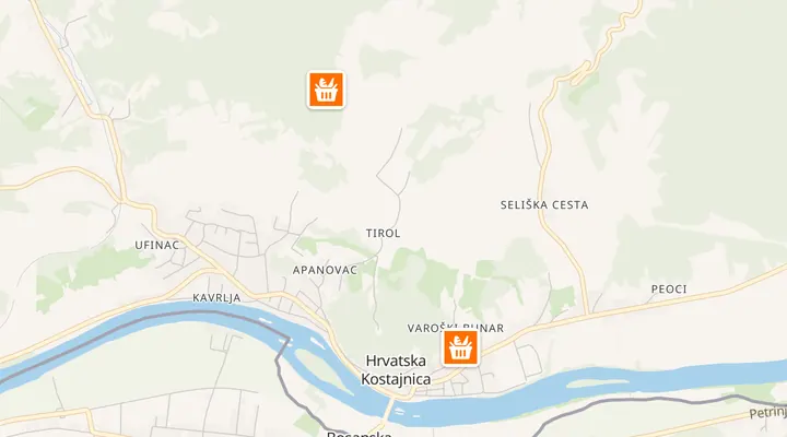 Karta trgovina u Hrvatskoj Kostajnici