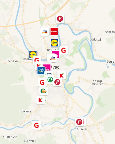 Karta trgovina u Karlovcu