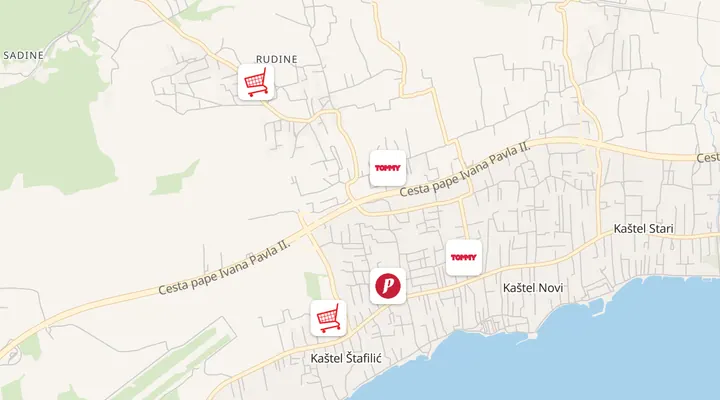 Karta trgovina u Kaštel Novom