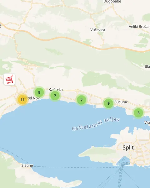 Karta trgovina u Kaštelima