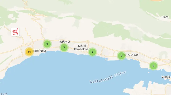Karta trgovina u Kaštelima