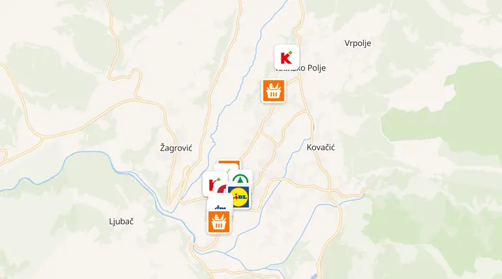 Karta trgovina u Kninu