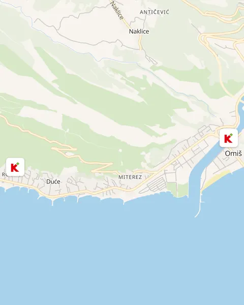 Karta trgovina Konzum u Omišu