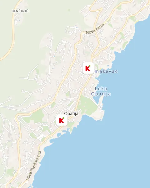 Karta trgovina Konzum u Opatiji