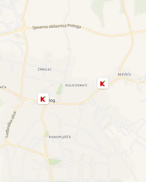 Karta trgovina Konzum u Prelogu