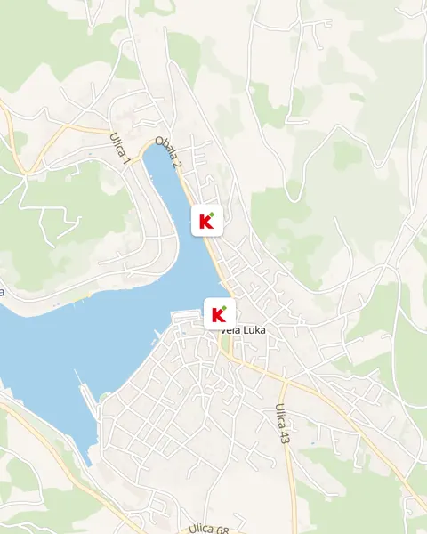 Karta trgovina Konzum u Vela Luka