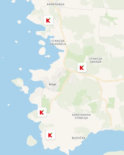 Karta trgovina Konzum u Vrsaru