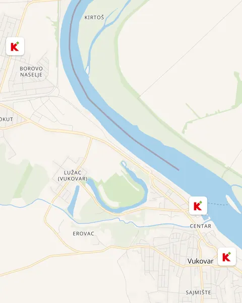 Karta trgovina Konzum u Vukovaru