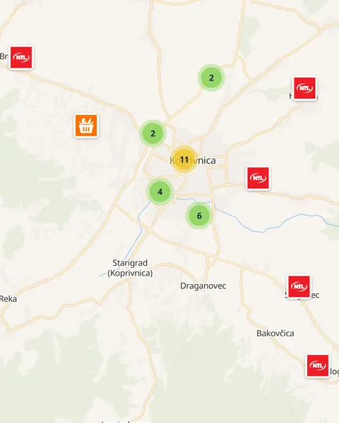 Karta trgovina u Koprivnici