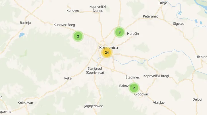 Karta trgovina u Koprivnici