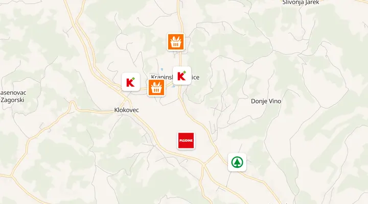 Karta trgovina u Krapinske Toplice